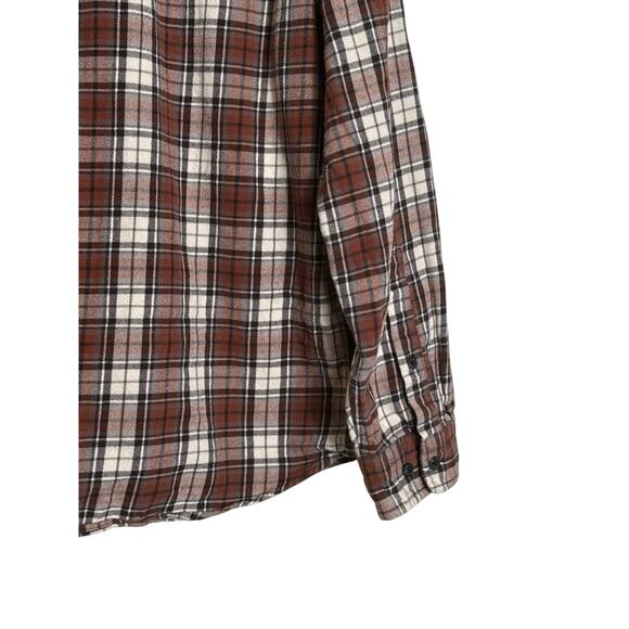 Amazon Essentials Women's Plaid Button Front Flannel Shirt Size XXL Brown Cream - Picture 6 of 8
